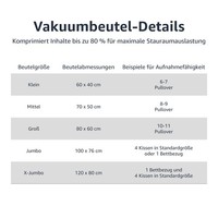 Vakuumkompressionsbeutel 6Er-Set Mit Handpumpe, Transparent, Amazon Basics