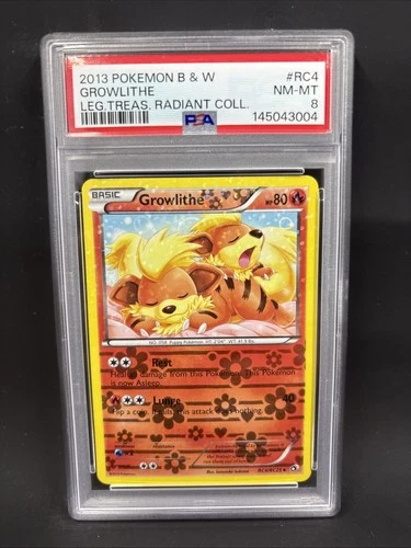 2013 POKEMON LEGENDARY TREASURES RADIANT COLLECTION #RC4 GROWLITHE PSA 8