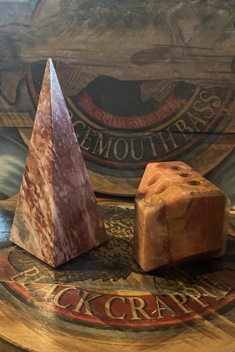 Vintage Carved Marble Two-Piece Desk Set