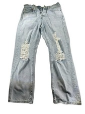 Levi's Womens Wedgie Straight Jeans Size 27 L26 Button Fly Distressed Light Wash