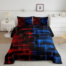Red Blue Bedding Set Size Boys Girls Geometric Strip Full Multi Geometry 16