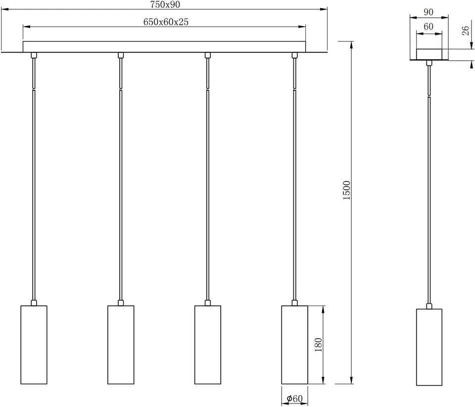 Trio Leuchten Marley 312400424 Luce Pendentependel 4-Flammig, Viola (Rostfarbig) - Immagine 3 di 4