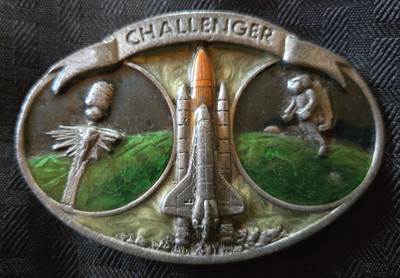 1984 Challenger Space Shuttle Belt Buckle Made in USA C-147 Pre-owned