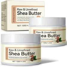 Raw & Unrefined Shea Butter for Body, Face & Hair, Pure Shea Butter with vitamin