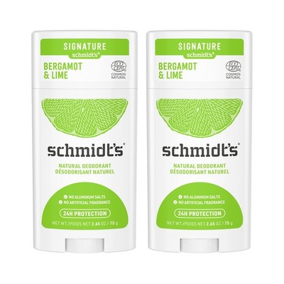 Schmidt's Aluminum Free Natural Deodorant 2.65 Ounce (Pack of 2), Green 