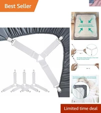 Bed Sheet Grippers with Adjustable Straps - Keeps Sheets Smooth