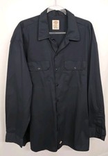 Dickies Flex 1574 Mens 2XL Blue Navy Long Sleeve Work Shirt Mechanics Twill