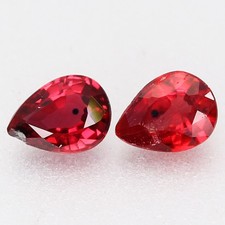 Pair 2pcs 0.33ct Pear 4x3mm Natural Reddish-Orange Songea Ruby, Tanzania Gems✨