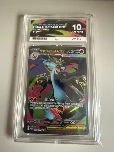 Pokémon TCG Mega Charizard X Ex Secret Rare 109 Ace 10