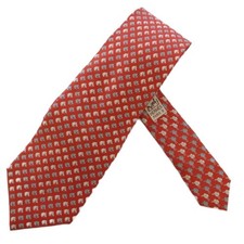 HERMES tie all over pattern silk made in France red