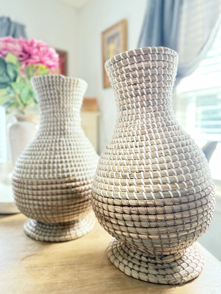 JUEGO DE 2 JARRONES TEJIDOS NATURALES Foto 2 de 4