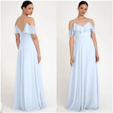 Jenny Yoo Mila Convertible Ruffle Maxi In Whisper Blue Dress Size 24