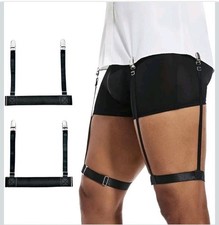 Dress Shirt Stays for Men Shirt Garter Non-Slip Clips Accessory Black Adjustable
