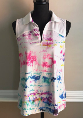 FILA Sport Women's Collared Sleeveless Color Splash Golf Tennis Athletic Top szM