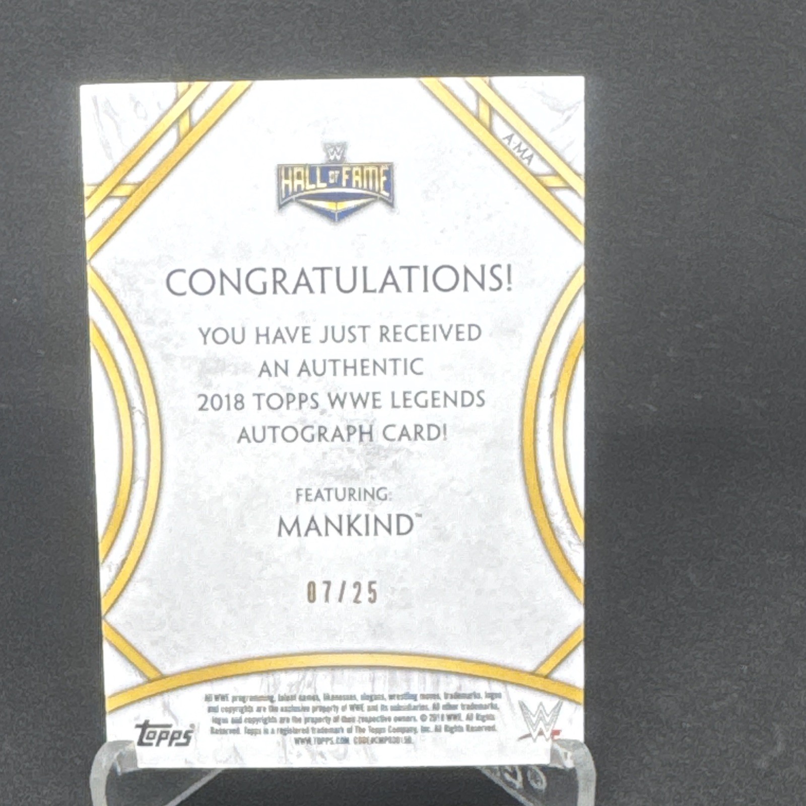 Topps 2018 Legends of the WWE Mankind Autographs Auto A-MA Blue /25 view 2