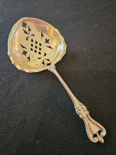Old Colonial Sterling Silver  Almond / Confection Pierced Spoon 4-1/2" 20 Grams