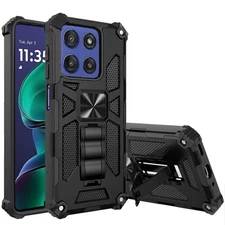 For Moto G Stylus 2025 Case Shockproof with Stand Metal Plate + Tempered Glass