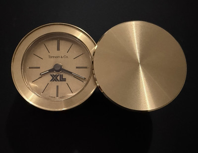 Tiffany & Co. Swiss Quartz Round Analog Desk Clock Brass, Non-Numeric #200570