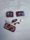 Vtg Barbie Party Accessories Brown Phone Clock Tray/Cups Record Player Suitcase