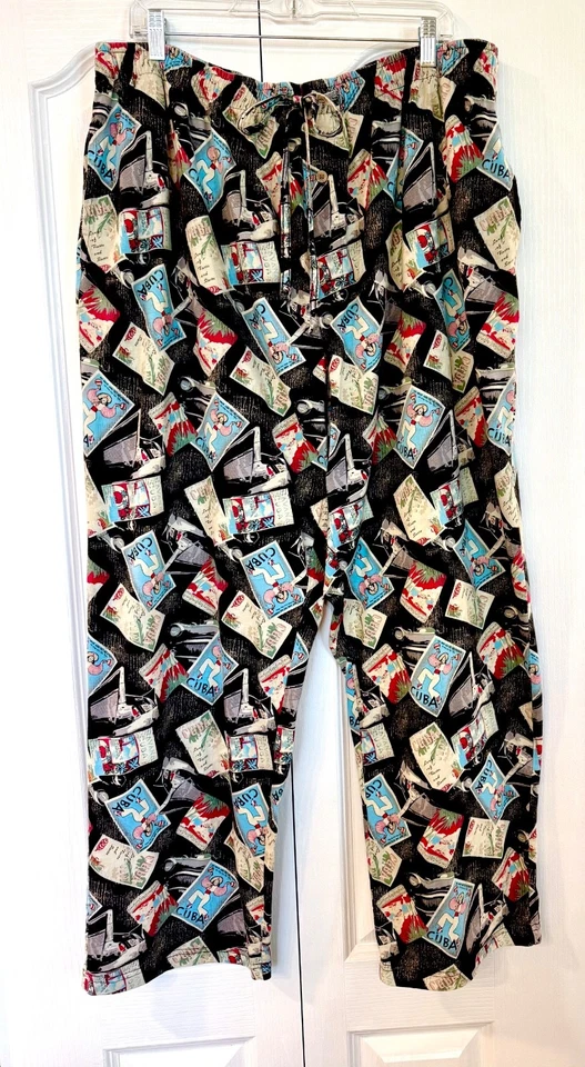 Men's 2XL  Lounge Pants, Cuba Postcard & Classic Car Print by Stafford - Image 2 of 4