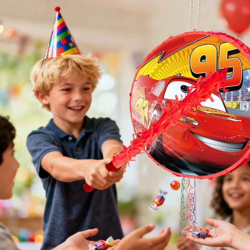 Lightning McQueen Pinata,4Pcs Lightning McQueen Round Pinata Cars Themed Pinata - Image 3 of 4