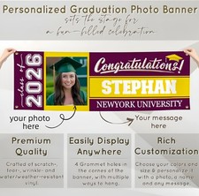 Personalized Graduation Custom Banner Class of 2026 Graduation Party Decorations