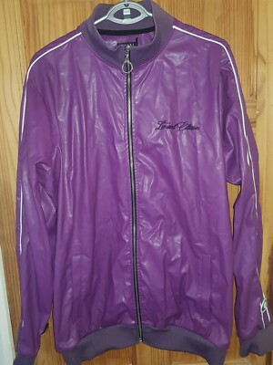 Purple PU faux leather track jacket Mens BoohooMAN (Size XL)