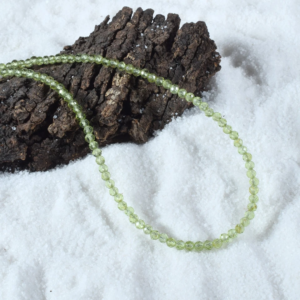 Collar De Cadena De Peridoto Natural Redondo Pequeño De 3Mm 18" - Imagen 3 de 4