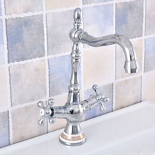 Polished Chrome Bathroom Kitchen Bar Vessel Sink Swivel Faucet Mixer Tap ssf666