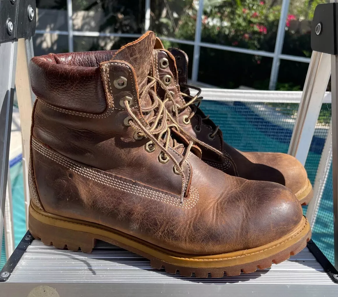 Timberland Men s Brown Genuine Leather waterproof 27097 Lace Up Ankle Boots 10