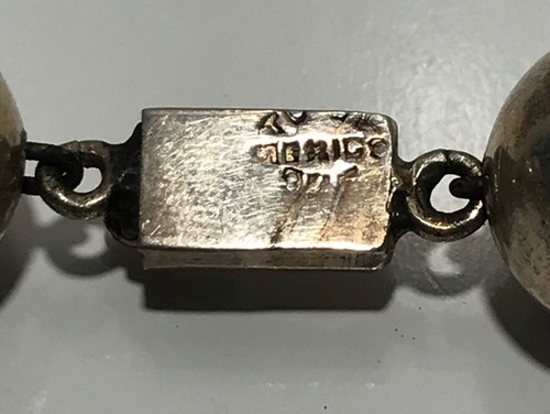 Vintage Taxco Mexiko Sterlingsilber Kugel Perle 19" Halskette 121,4 gr - Bild 10 von 11