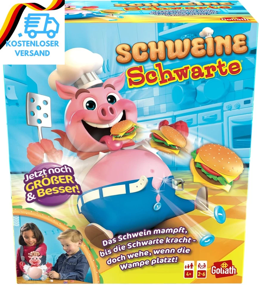 BESUCHE DEN GOLIATH TOYS-STORE Goliath Schweine Schwarte - Lustiges Kinder-Brettspiel Ab 4 Jahren, Füttere Den