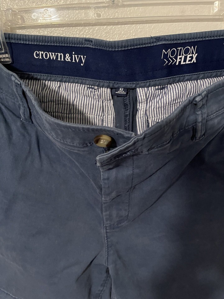 Men’s Crown And Ivy Motion Flex Shorts Sz 32 Navy Blue eBay