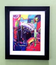 PETER MAX + BEAUTIFUL + POP ART  PLATE SIGNED VINTAGE PRINT  + NEW BLACK FRAME