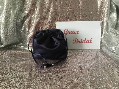 NAVY BLUE PLAIN DUCHESS SATIN DOLLY BAG WEDDING MAID. FLOWERGIRL*UK MADE/SELLER*