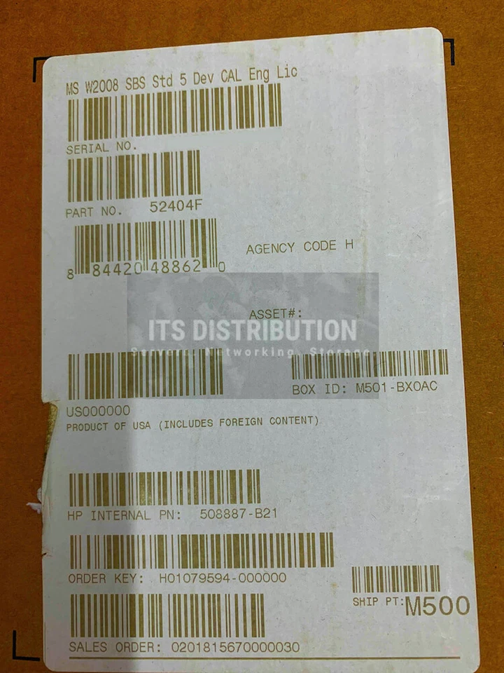 508887-B21 I New Sealed HP MS W2008 SBS STD CAL EN LIC - Image 3 of 4
