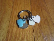 Heart Key ring Pastel Pink Aqua Yellow Silver tone BROKEN Keychain FREE SHIP