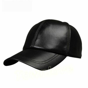 black leather golf cap