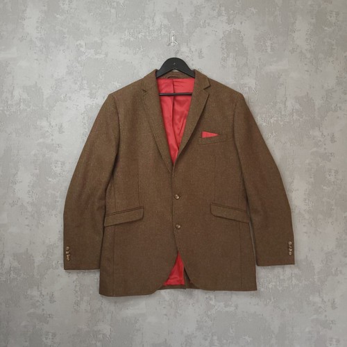Blazer Brook Taverner Tweed Para Hombres 44L Marrón Lana Cuadros Chaqueta Ventana - Imagen 7 de 14