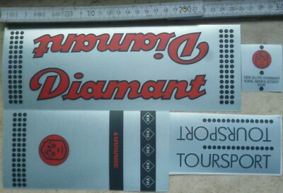 Fahrrad,Aufklebersatz,Toursport,Rennsport,Diamant,Oldtimer,Rot,Chromfolie,DDR