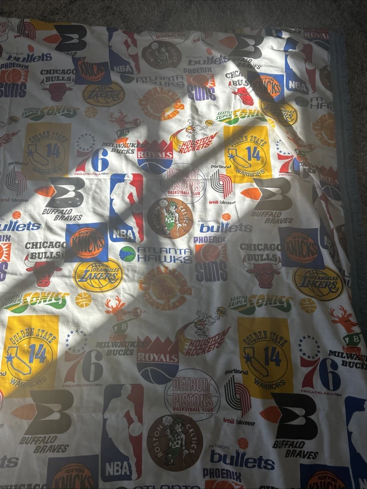 Sábana bajera vintage NBA tela equipo baloncesto 95 X 75 años 70 Foto 4 de 4