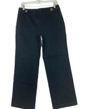 Talbots Womens Straight Leg Pants Black Stretch Flat Front Pockets Petites 10