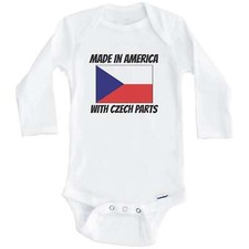 Made In America With Czech Parts Czech Republic Flag Long Sleeve Baby Bodysuit
