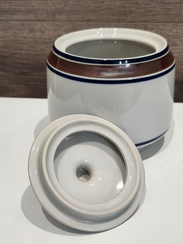 Vintage Salem Stoneware Georgetown Creamer and Sugar Bowl Blue Brown White Eagle - Picture 6 of 14