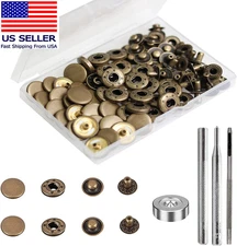 24 Sets Heavy Duty Leather Snap Fasteners Kit,  15Mm Metal Snap Buttons Press St