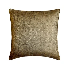 Antique Gold Decorative Throw Pillow Cover Jacquard Damask - Golden Cascade