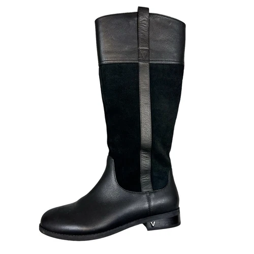 Vionic Riding Boots Vionic Downing Black Leather Suede Boots Size 11 Tall Knee High Riding ...