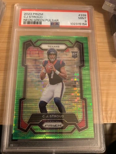 🔥 2023 Prizm Neon Green Pulsar RC Cj Stroud Texans PSA 9