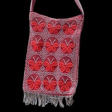 Original 60 s or 70 s beaded butterfly hand made boho hippie shoulder bag