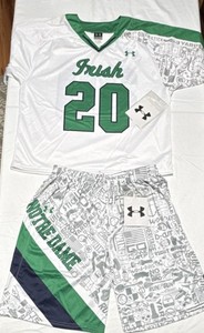 Under Armour Notre Dame Irish Men's Lacrosse Jersey and Shorts Set Size Large